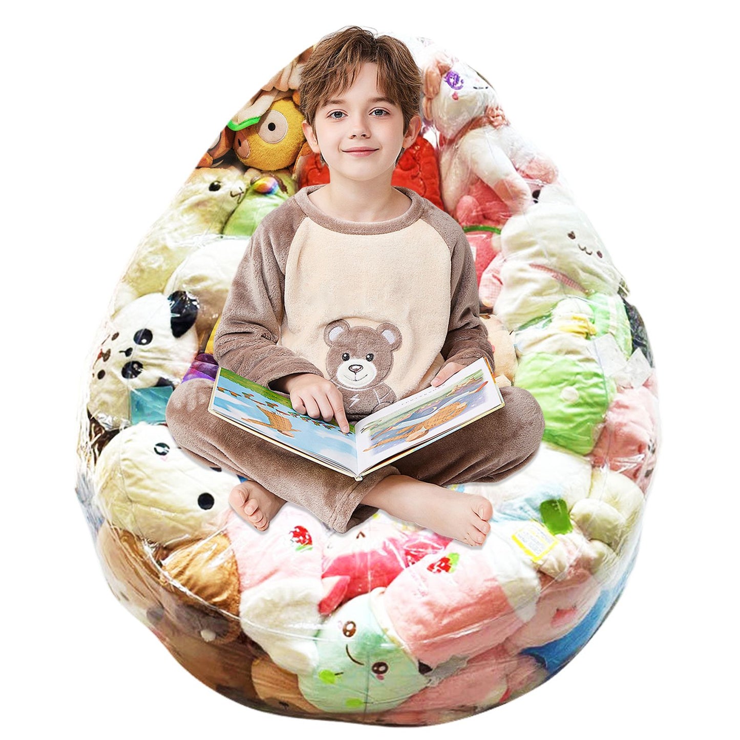 Plush Toy Stuffed Bean Bag Clear Sofas Chair Cover Large Zipper Lazy Seat Storage Child Adult Tatami No Filler Included