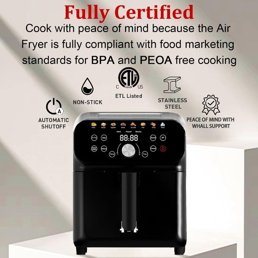 6.2QT Air Fryer Oven with LED Digital Touchscreen for Home Kitchen Use 12 Preset Cooking Functions Including Air Frying Baking