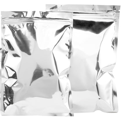 100pcs Silver Aluminum Foil Zip-lock Bags, Food Grade Aluminized Mylar Zipper Self Sealing Pouches for Cloth / Snacks Packaging