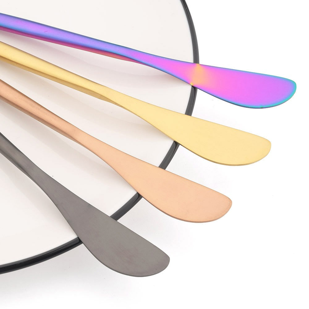 Black Gold Butter Knife Matte Stainless Steel Cutlery Cheese Dessert Jam Spreaders Cream Knifes Gold Dessert Tool Utensil