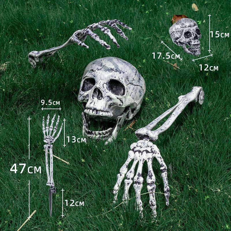 Decorações de Halloween para Casa Crânio Esqueleto Adereços de Terror para Exterior Caveira e Mãos Realistas para Jardim Brincadeiras Festas e Suprimentos