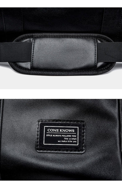 Large Capacity Travel Bag PU Travel Handbag Men Carry On Luggage Duffle Bags Soft Casual Black Big Weekend Bags Travelling Tote