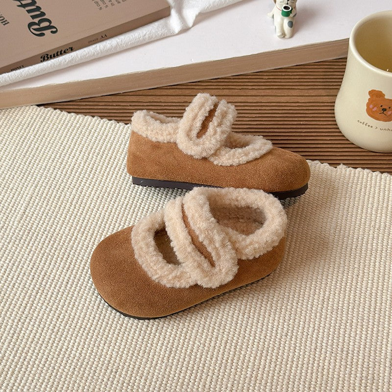 Children's Cotton Shoes 1-18 Years Old Beige Padded Thickened Boys Girls Walking Shoes Brown Soft Bottom Non-slip Kids Fur Shoes