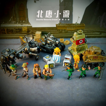 1:64 Metal Slug Genuine Tide Play Figura Snk Feita à Mão Metralhadora Pesada Lança-chamas Boneca Tanque Soldado Inimigo