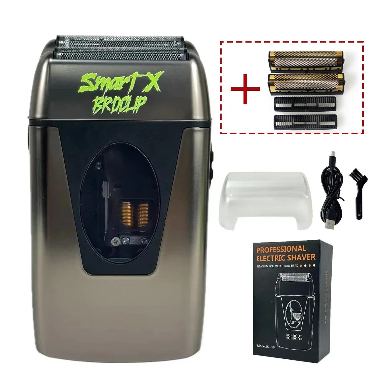 9000RPM BRDCLIP BRD999 Magnetic Motor Professional Electric Men's Beard Trimmer Double Foil Shaver USB Hair Cutting Machine