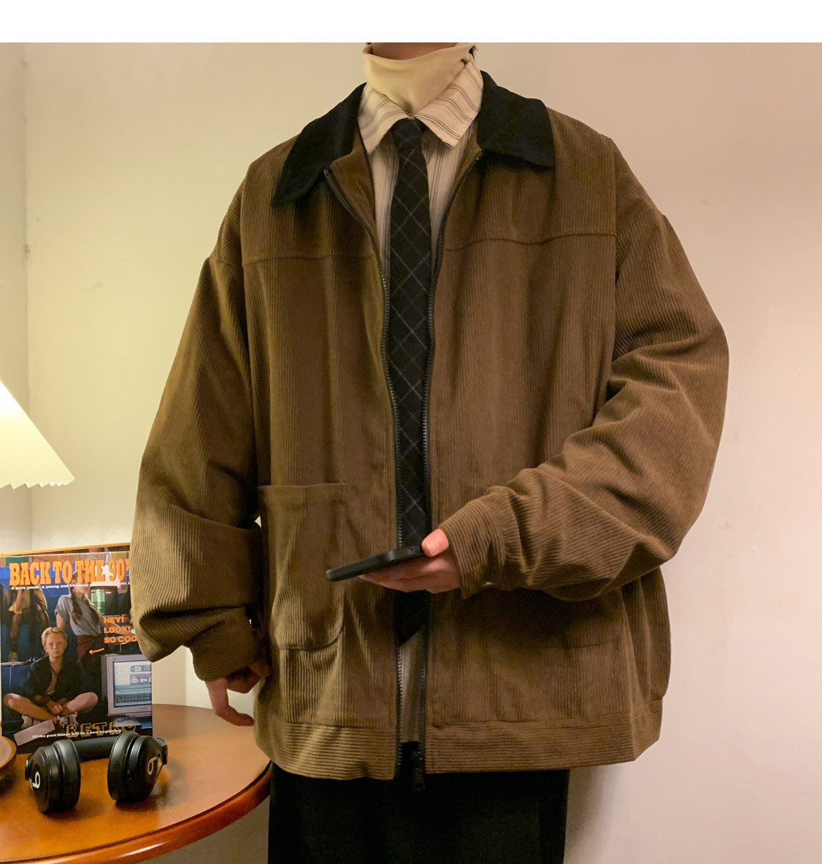 American Style Vintage 2025 Men Bomber Jacket Windbreakers Zipper Coats Autumn Loose Cargo Outwear