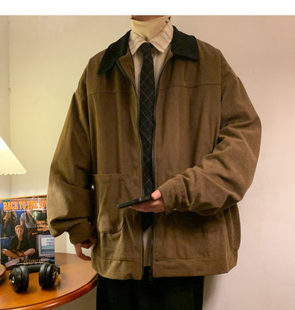 American Style Vintage 2025 Men Bomber Jacket Windbreakers Zipper Coats Autumn Loose Cargo Outwear