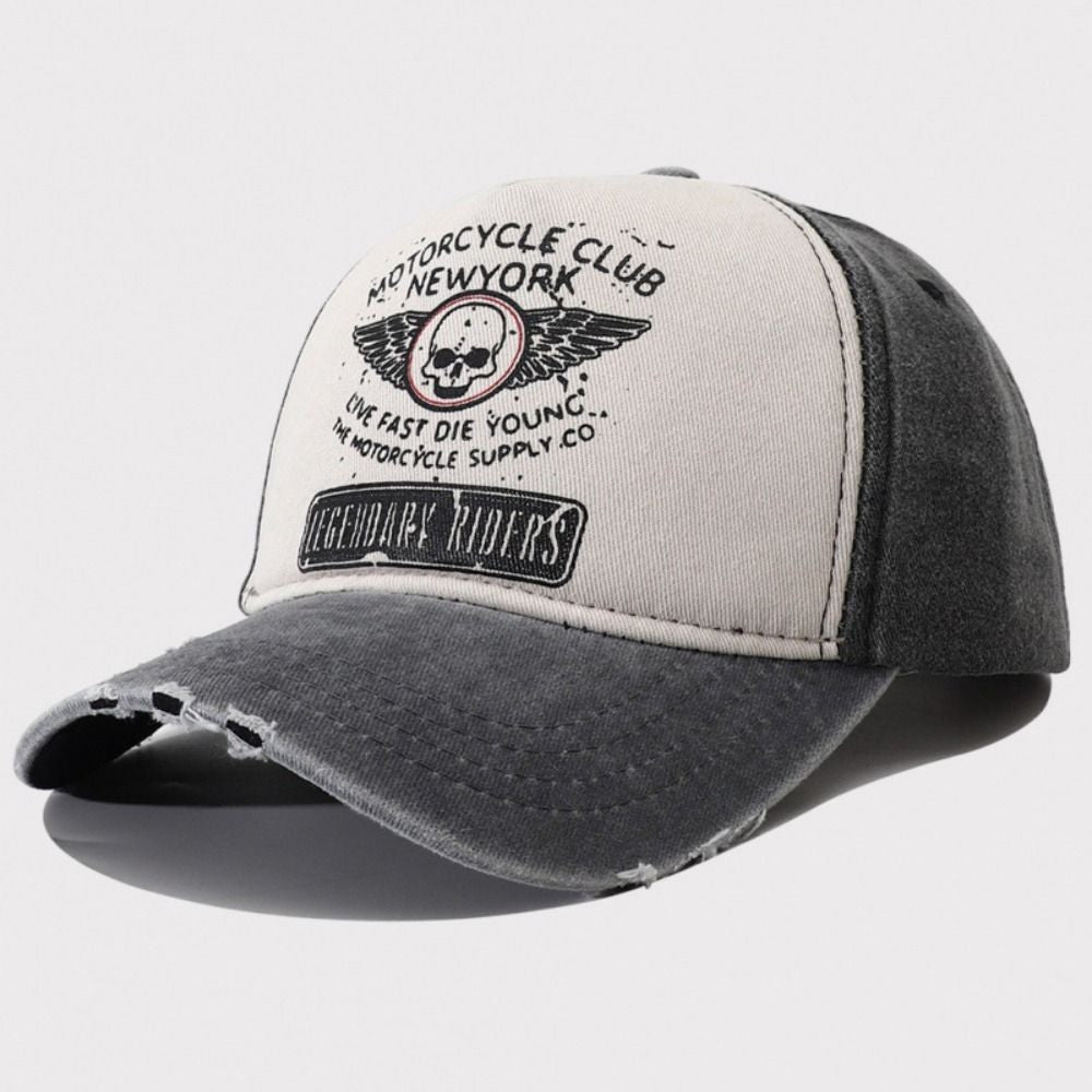 Boné de beisebol estampado de caveira de moda, bonés snapback de algodão lavado com ossos, viseiras de sol ajustáveis ​​da moda para homens e mulheres
