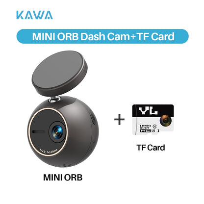Dash Cam KAWA MINI ORB Tiny Video Recorder 2K Car DVR,Voice Control Car Camera,360° Rotate,180° Video Flip AUTO Dash Camera