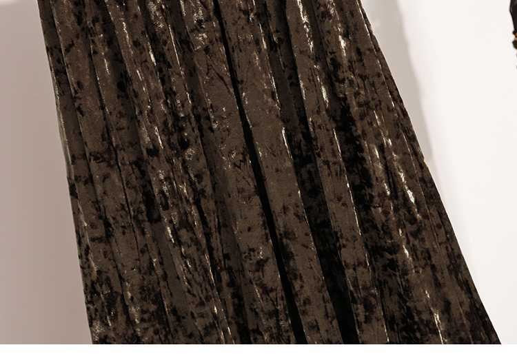 Plus Size Plus Size Women's Velvet Pleated A- Line Midi Skirt Autumn Winter Slimming Half-length Versatile Fashionable Commut...