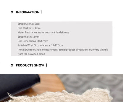 GEDI Square Watch Stainless Steel Gold Vintage Watches for Woman Luxury Elegant Waterproof Quartz Wristwatch Gifts Girlfriend