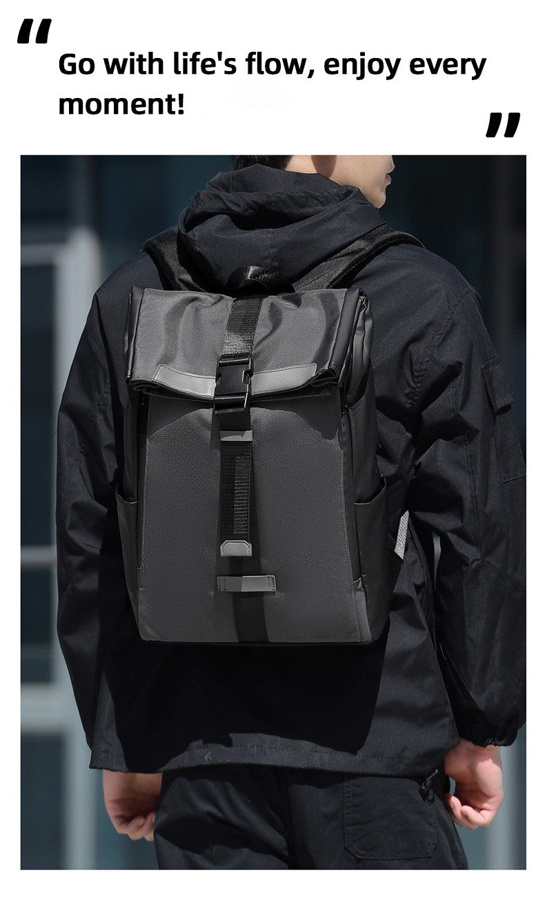 2025 Athletic feel Trendy Backpack Waterproof Fabric 15.6 inch Laptop Roll-Top Design Large Capacity for Commuting Travel School