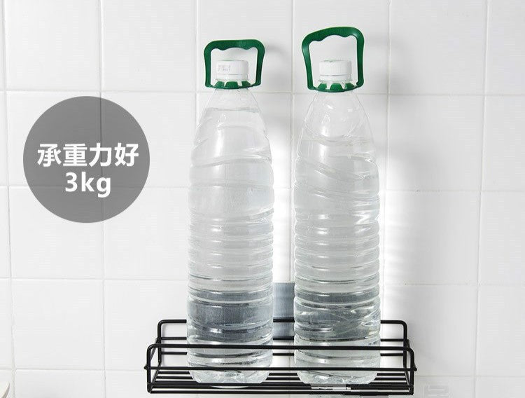 Prateleira de banheiro de ferro forjado estilo japonês, rack de armazenamento de gel de banho montado na parede, suporte de higiene pessoal sem furos para toalete