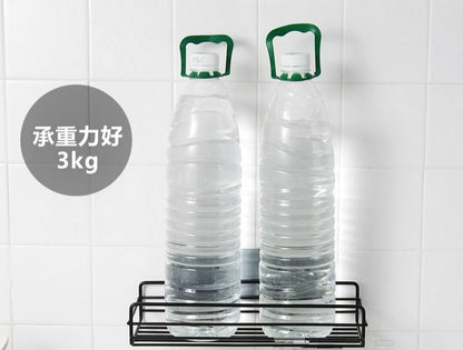 Prateleira de banheiro de ferro forjado estilo japonês, rack de armazenamento de gel de banho montado na parede, suporte de higiene pessoal sem furos para toalete