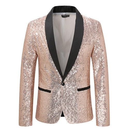 Fashion Men Luxurious Sequin Suit Jacket Green / Silver Men's Bar KTV Stage Dress Male Blazer Coat
