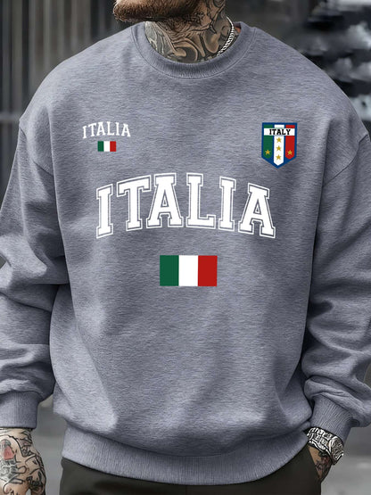 Italia Italian Flag Design Men Sweatshirt Creative Fleece Streetwear Fashion Clothes Autumn Hip Hop Pullovers Casual Tops