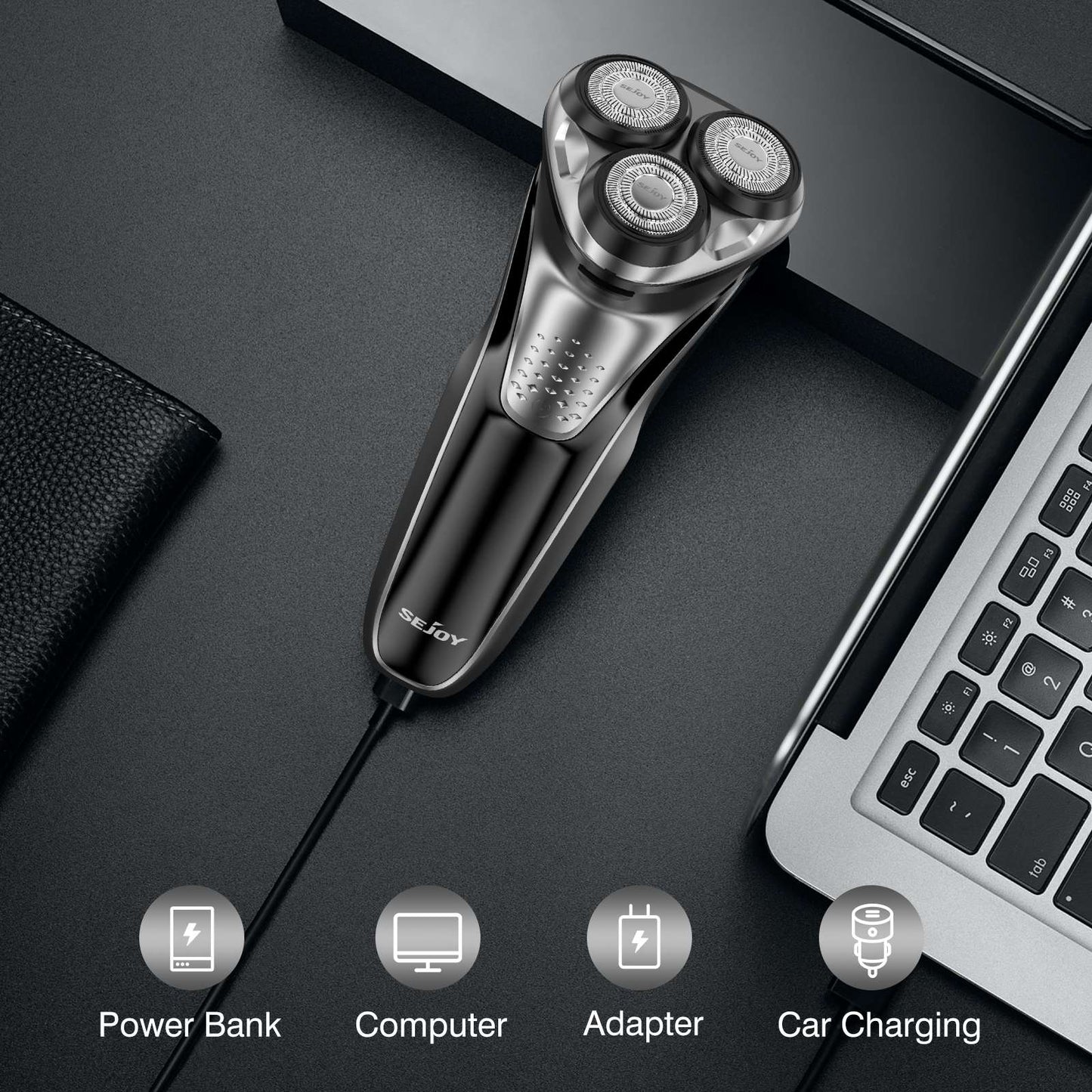 Sejoy Electric Razor for Men’s Electric Shavers Rotary Waterproof Rechargeable Electric Shaver Cordless