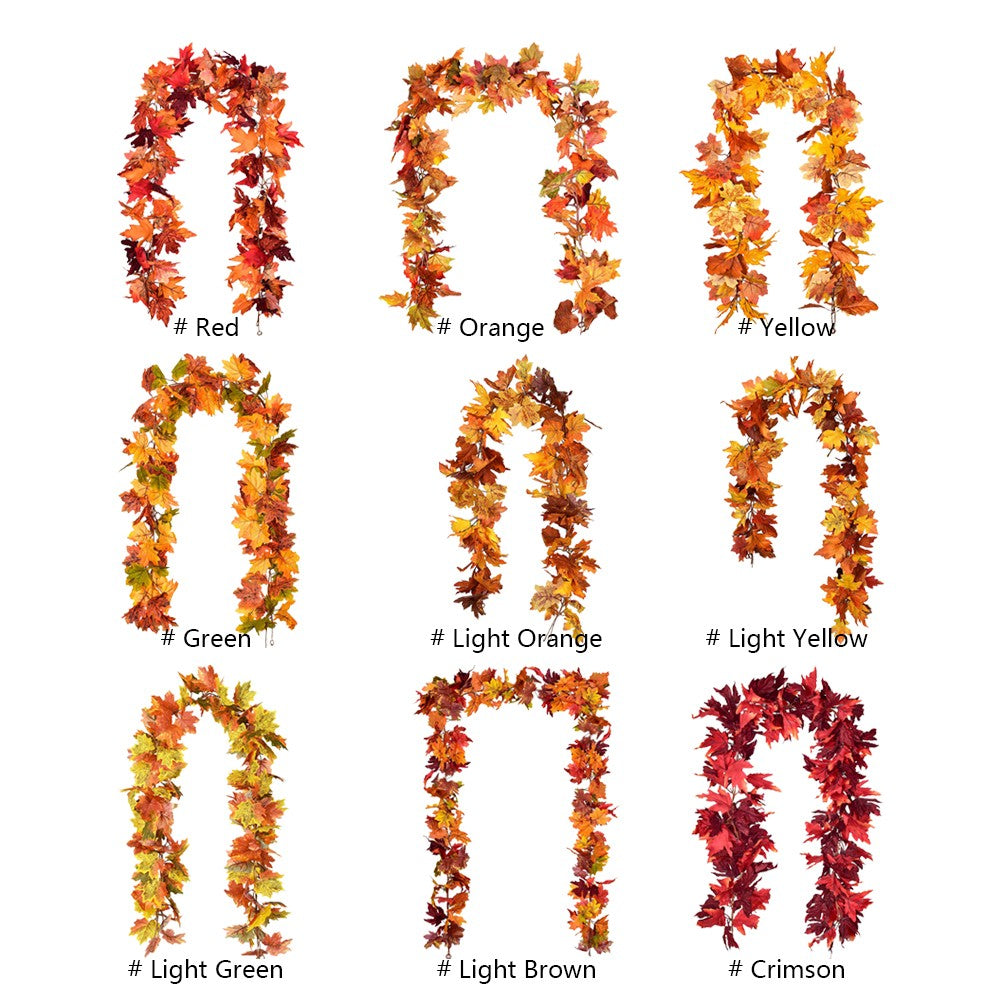 1/2Pcs 175cm Artificial Fall Maple Leaf Garland Fake Plants Autumn Decor Leaves Vine for Thanksgiving Halloween Decoration Gifts