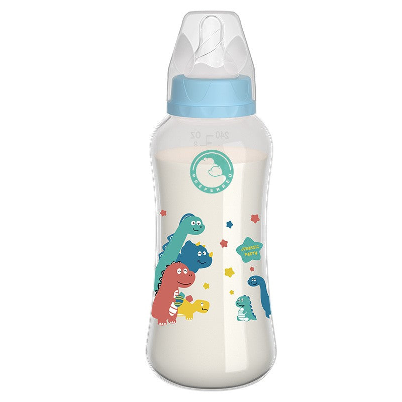 150/240ml Baby PP Bottle Wide Mouth Newborn Baby Bottle Drop-Resistant Baby Milk Bottle Newborn Cartoon Pattern Cup BPA Free