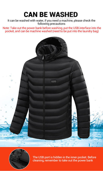 Jaqueta de Inverno Masculina Feminina com Aquecimento em 21 Áreas para Motoqueiros, Jaqueta USB com Aquecimento Elétrico, Colete Térmico para Moto, Casaco