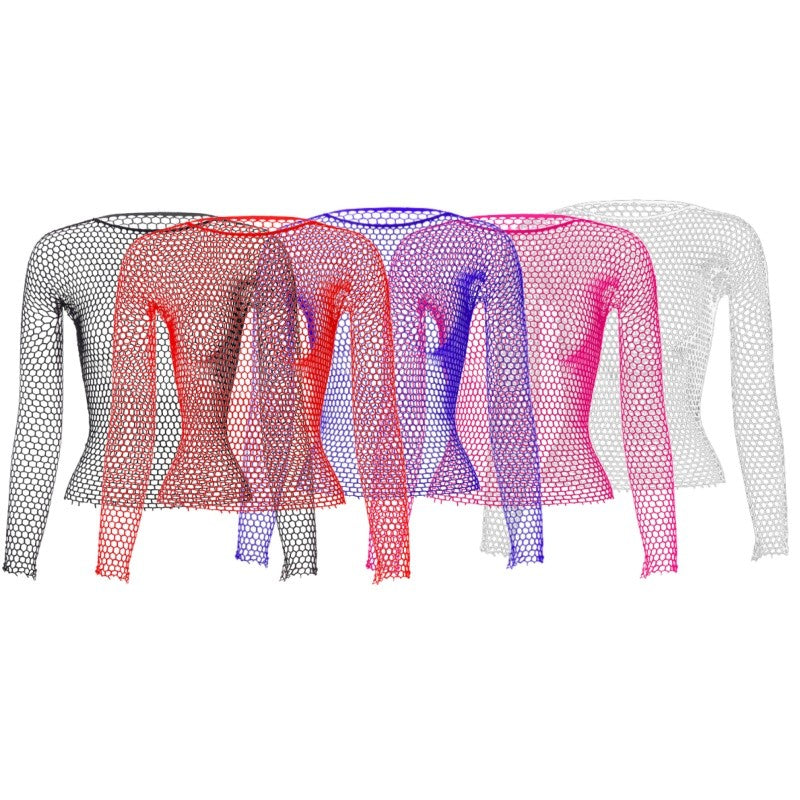 Fashion Hollow Out Basic T Shirts Mens Women Sexy Hollow Out See Through Mesh T-shirt Party Spring Vintage Slim Fit Elastic Tees