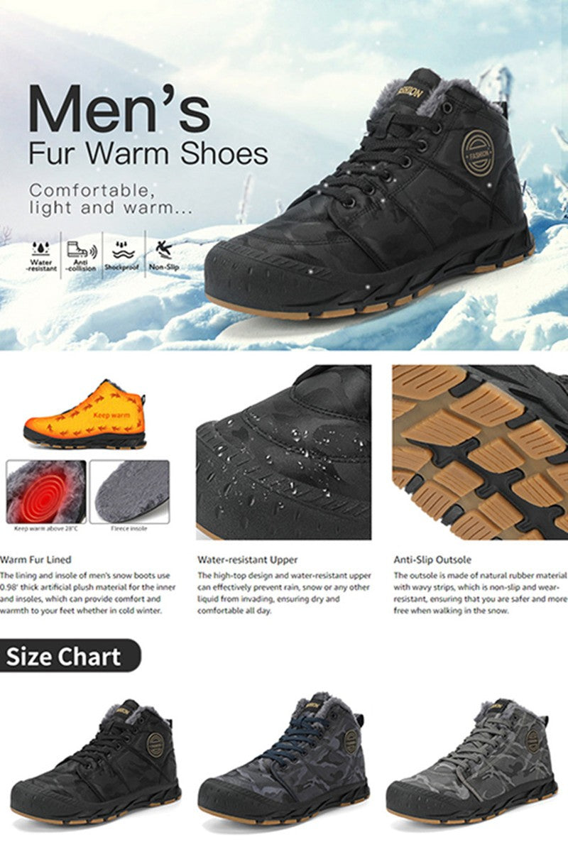 Botas de Neve Masculinas de Inverno Super Quentes Botas de Caminhada Masculinas Impermeáveis Botas Masculinas de Exterior Tênis Antiderrapantes de Borracha Botas Masculinas de Trabalho de Cano Curto