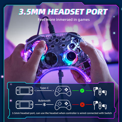 DATA FROG Transparent LED Wireless Controller For Switch Switch Lite Switch OLED Gamepad