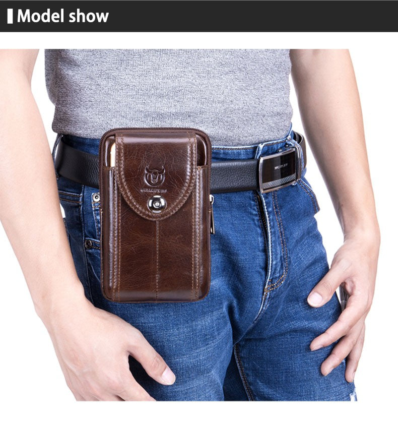 BULLCAPTAIN  MEN'S Leather BELT WAIST Bag Military Fanny PACK Molle Small Money Phone WAIST PACK Bum Pouch PURSE