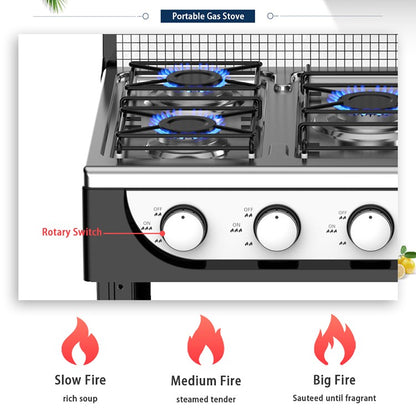 5 Burner Cooktop Commercial Kitchen Gas Stove Free Standing With Iron Lid LPG Gas Powered Portable for Outdoor Installation