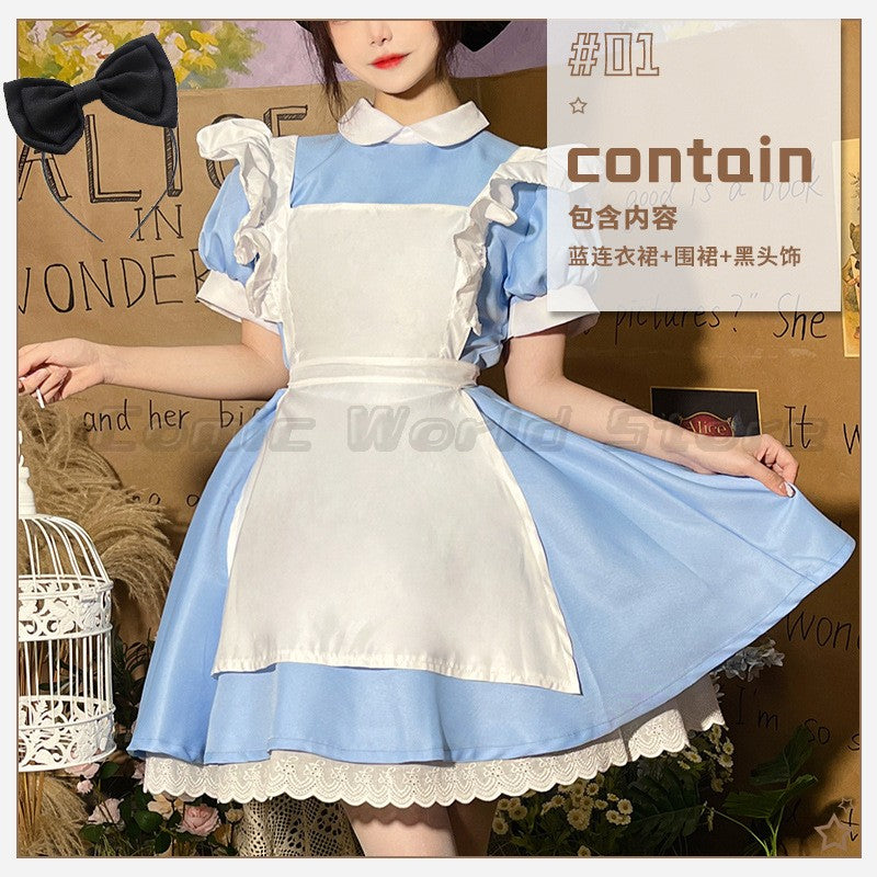 Lolita Dress Maid Apron Fantasia Halloween Carnival Party Costume for Women Masquerade Party Alice In Wonderland Cosplay Costume