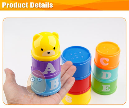 9PCS Educational Baby Toys 6 Month+ Figures Letters Foldind Stack Cup Tower Children Early Intelligence