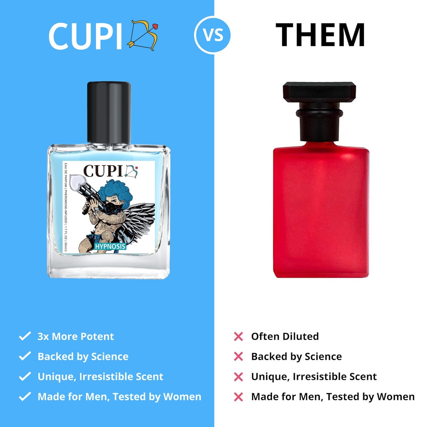 50ml Colônia Cupid Perfume Feromônio Colônia Masculina Longa Duração Aumenta a Intimidade Perfume Hombre de Alta Qualidade Atrai Mulheres