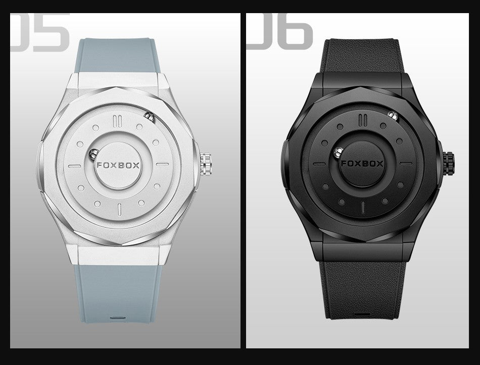 FOXBOX Creative Scrolling Pointer Magnetic Force Men's Quartz Wristwatches Outdoor Sports Waterproof Watch Men Relogio Masculino