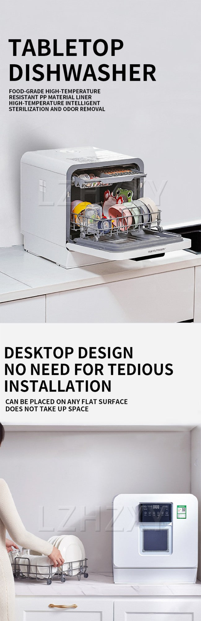 Tabletop Dishwasher Speed,Baby-Care,ECO&Dish Washer for Dorm,RV&amp Food grade high temperature resistant liner