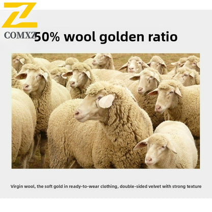 COMXZ 2025 Winter Woolen Trench Coat Men Retro Thick Cashmere Coat Korean Street Man Clothes Lightw Luxury Wool Blends Overcoat