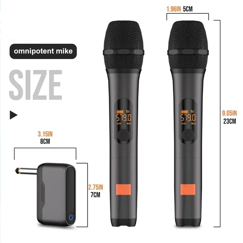 Microfone Sem Fio UHF de 2 Canais Sistema de Karaokê Bateria de Lítio Embutida Microfone Portátil Sem Fio Para Caixa de Som JBL Igreja Festa