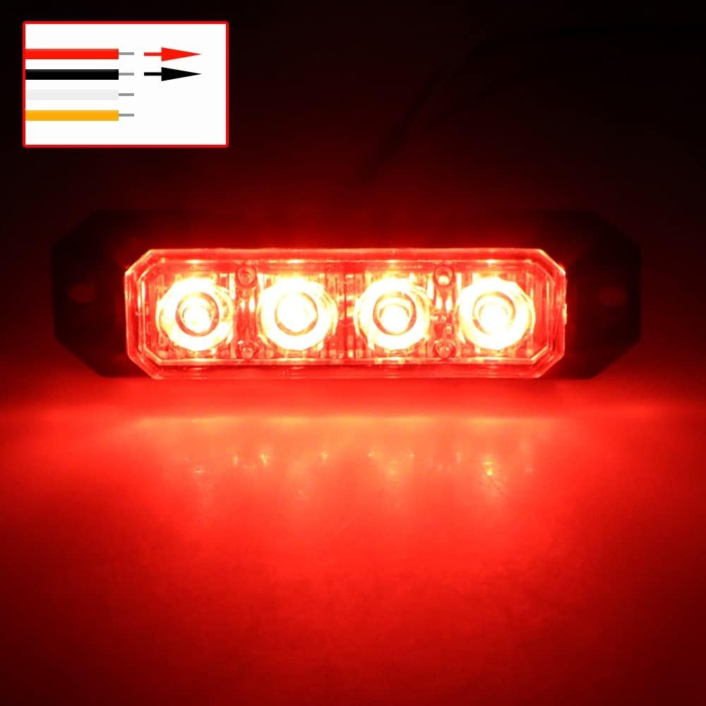 1PCS 4LED Strobe Warning Grille Flashing Lights Emergency Universal Trailer Truck Police Strobos Car Security Signal Lamp 12-24V