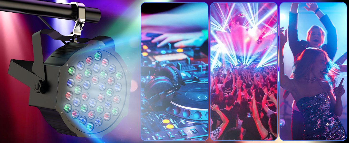 Datewink 4PCS 36LEDs Flat Par Lights With Bag RGB Stage Lighting Effect DMX512 For DJ Disco Wedding Party Nightclub Christmas