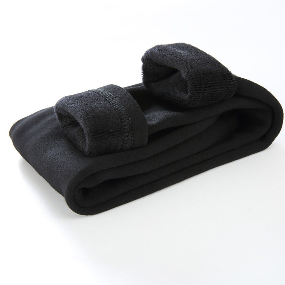 Girls Fleece-Lined Thermal Leggings Children Winter Thickened Warm Comfortable Outdoor Pants Kids Solid Color Casual Bottoms