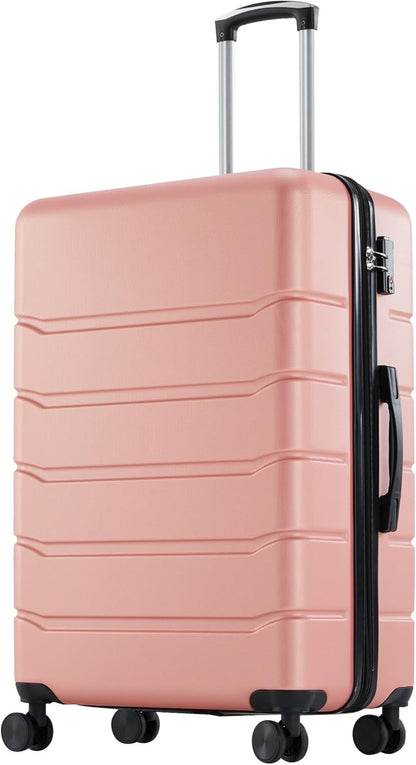 24 Inch Luggage, Hardside Suitcase with Spinner Wheels, TSA Approved Lock, Expandable Medium Suitcase for Travel & Business–Pink