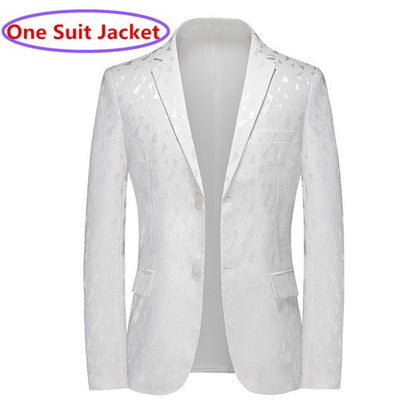 Classic Black Jacquard Suit Male Business Casual Coat Size 6XL-S Fashion Men Wedding Party Tuxedo Dress Blazers Slim Fit Tops