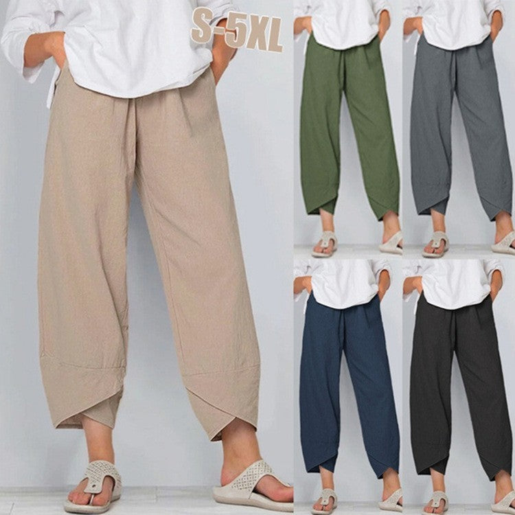 plus Size S5XL Casual Trousers Loose Fit Harlan Pants Women's Comfortable Loose Pants l Waist Nine Points Pants