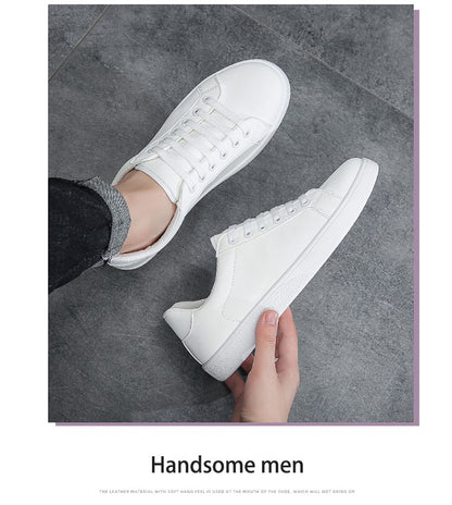 Men's Vulcanized Shoes Casual Low Top Flat Sneakers White Shoes Zapatillas Hombre Chaussure Homme Drop Shipping Leather Black