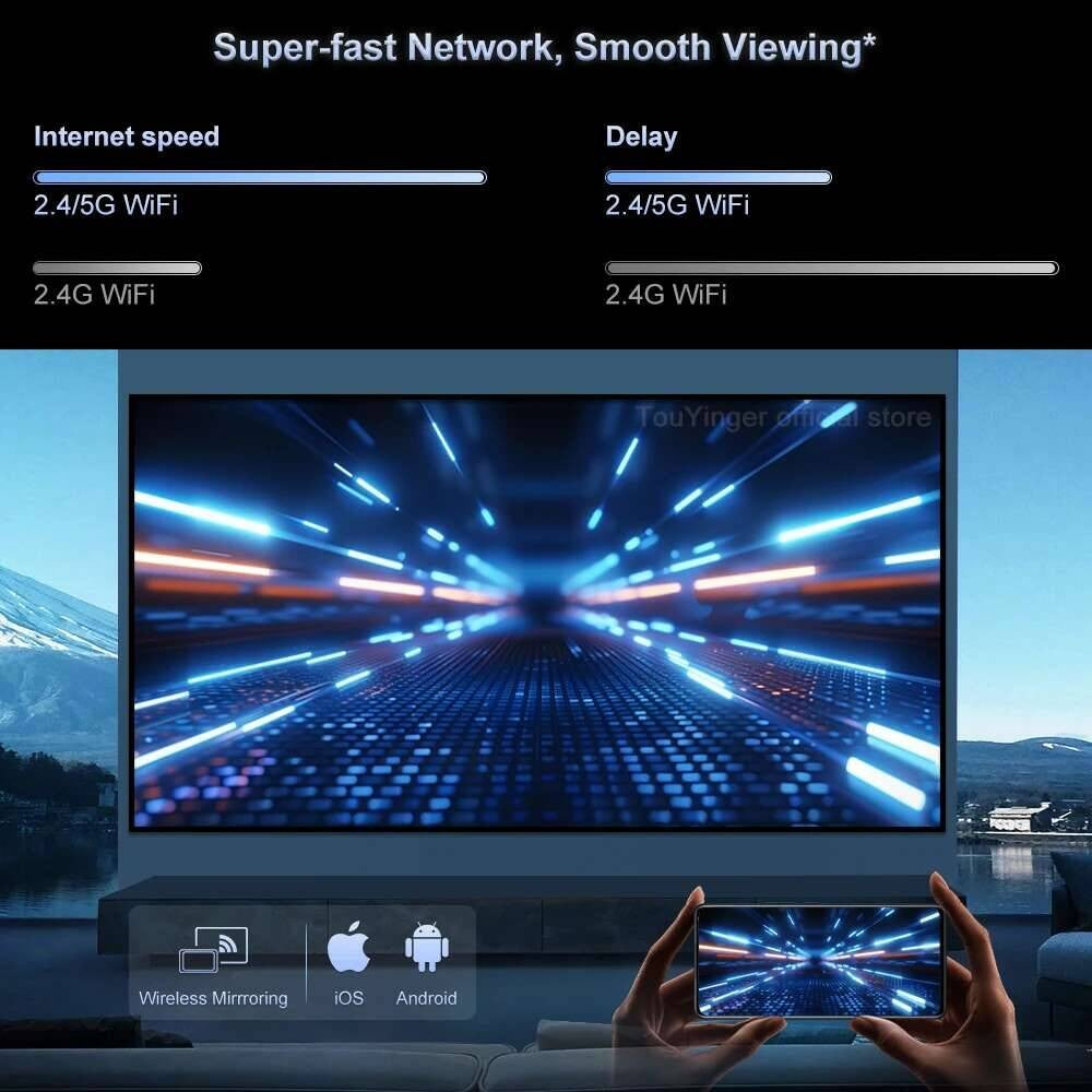 Projetor Touyinger L9 1080P Mini Portátil Full HD 4K Vídeo Projetor 15000 Lumens Home Theater Beam TV Opção Versão Android
