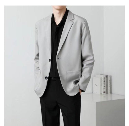 Men Suit Jackets Blazer Coat Slim Fit Smart Casual Autumn New Fashion Clothing Two Buttons Solid Color Korean Black/Khaki/Coffee