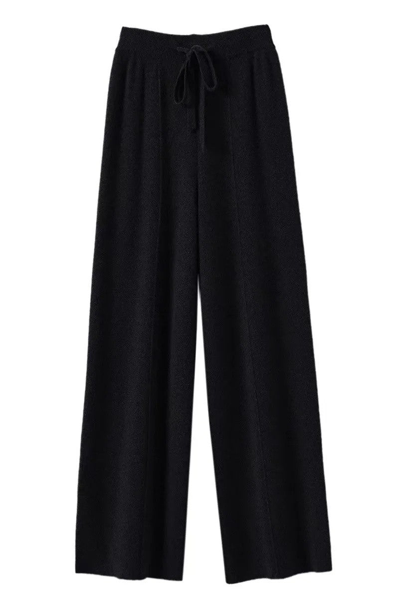 High Waist Knitted Woolen Wide Leg Pants Autumn Winter New Style Drapey Floor-Length Casual Trousers Skin-friendly Warm