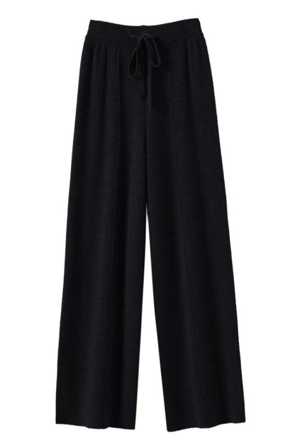 High Waist Knitted Woolen Wide Leg Pants Autumn Winter New Style Drapey Floor-Length Casual Trousers Skin-friendly Warm