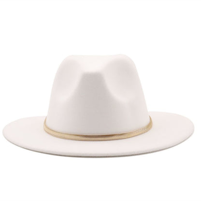 Black/green Wide Brim Simple Church Derby Top Hat Panama Solid Felt Fedoras Hat for Men Women artificial wool Blend Jazz Cap