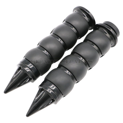 1" 25mm & 7/8'' 22mm Billet Rubber Flame Spike Hand Grips For Harley Honda Kawasaki Suzuki Yamaha  Bikes Cruiser Chopper Custom