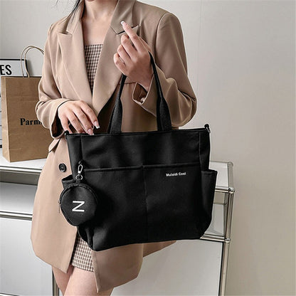 Minimalist Nylon Tote Bag, Oxford Waterproof Handbag Shoulder Crossbody Bag with Pocket, Effortless Style for Women Daily Errand